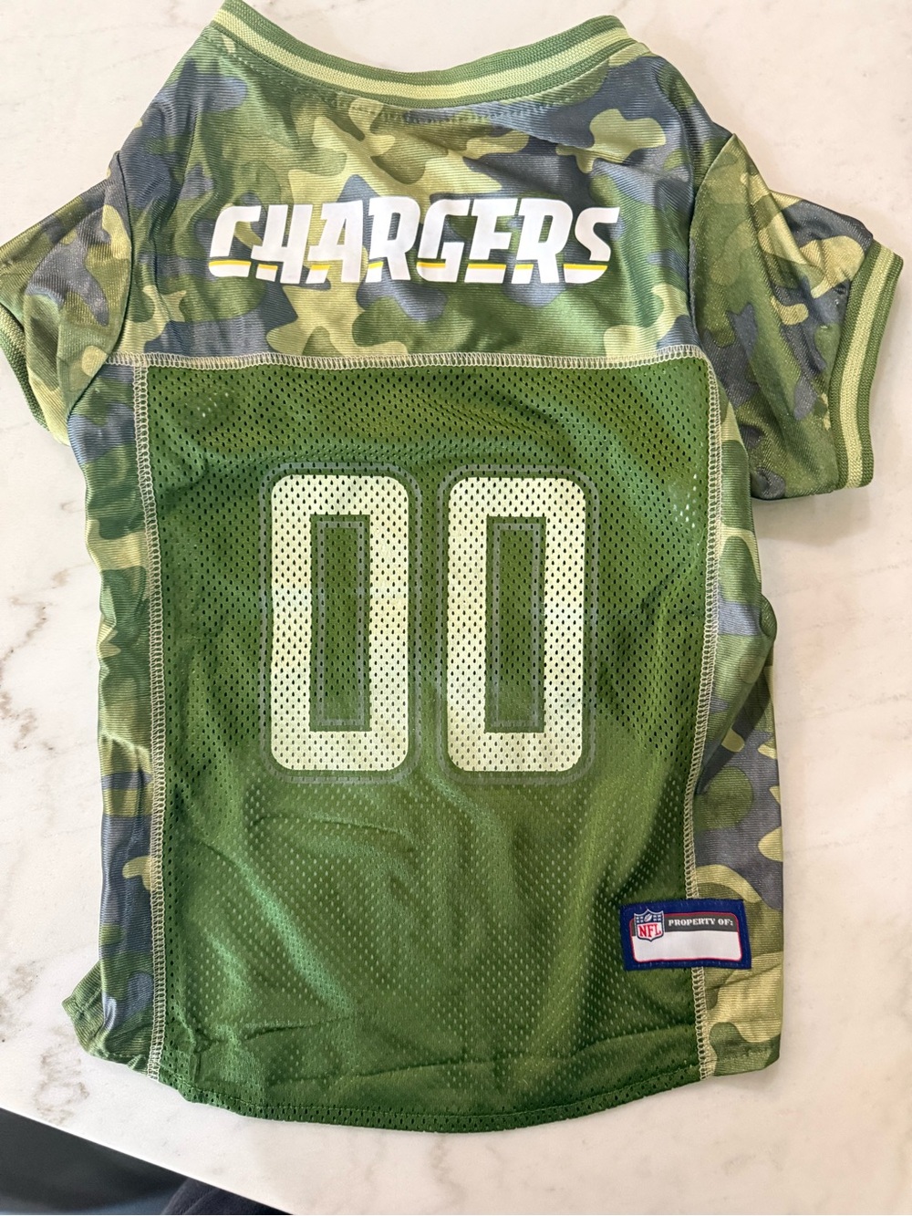 Chargers Camo Green Pet Jersey - '00'